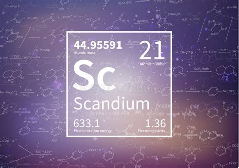 Scandium Chemical Element With First Ionization Energy Atomic Mass And