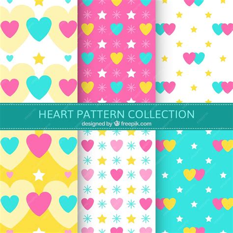 Free Vector Set Of Colorful Patterns Of Hearts
