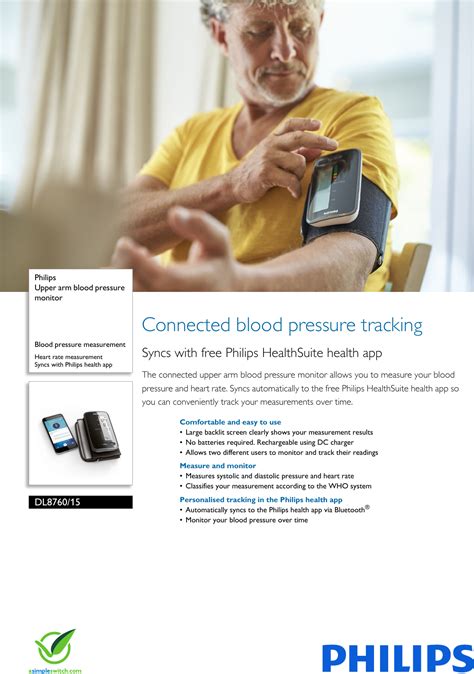 Philips Dl876015 Upper Arm Blood Pressure Monitor User Manual Leaflet
