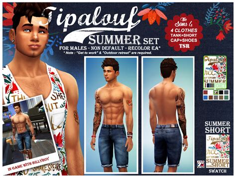 My Sims 4 Blog Summer Clothing Set For Males By Tipalouf