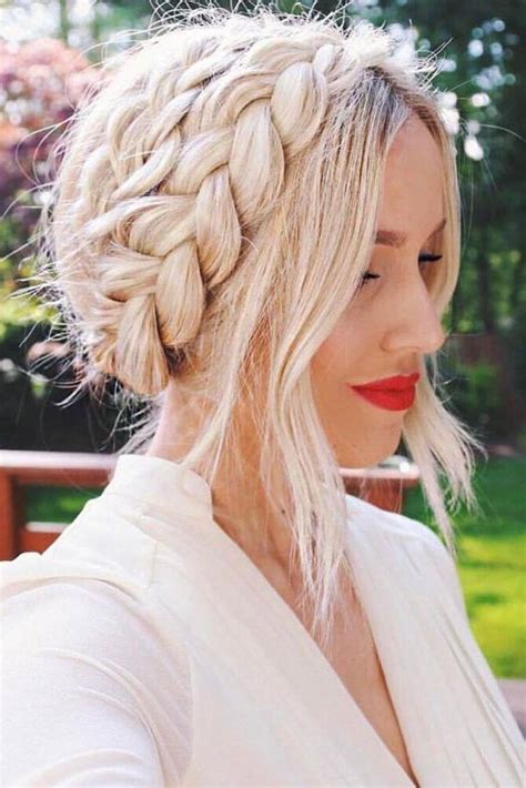 15 Easy Halo Braid Styles For Any Occasion Platinum Blonde Hair Medium Hair Styles White