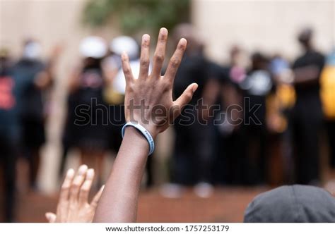 African American His Left Hand Raised Stock Photo Edit Now 1757253179
