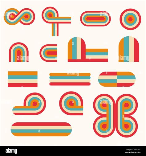 Retro 70s Abstract Groovy Shapes Vintage Hippy Style Stock Vector Image