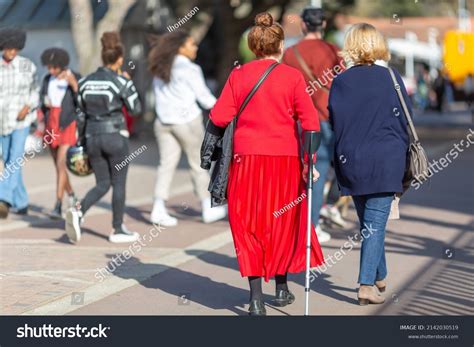 Woman Walking Crutch Stock Photo 2142030519 Shutterstock