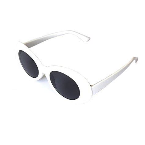 buy juslink bold retro oval mod thick frame sunglasses round lens clout goggles white at
