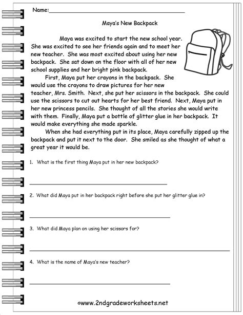 20 Best Images Of Printable Comprehension Worksheets 6th Grade 5th