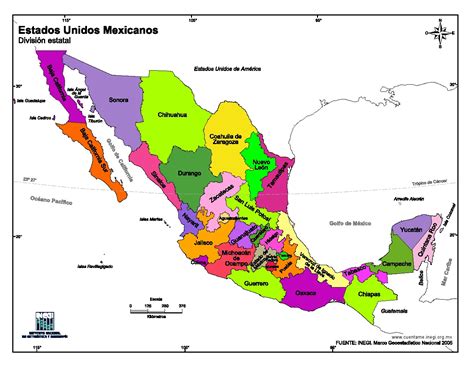 Mapa Republica Mexicana Con Nombres Y Divisi N Pol Tica Portalred