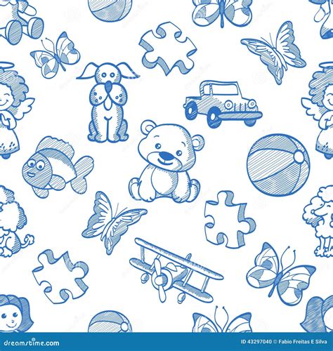 Seamless Blue Kids Pattern Stock Illustration Image 43297040