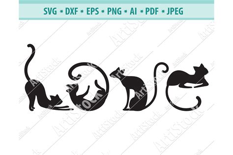 Cat LOVE svg, Cats spelling out Love, Cat svg, Dxf, Png, Eps (444308