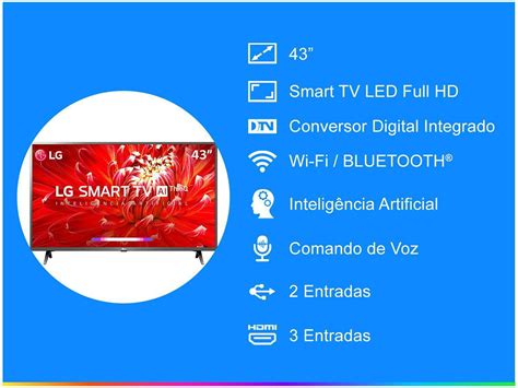 Smart TV LED 43 LG 43LM6300PSB Full HD Wi Fi Inteligência Artificial