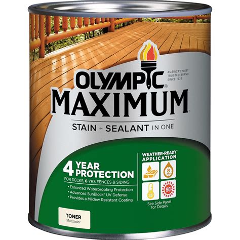 In stock superdeck transparent stain is formulated for exterior use on any exterior wood surface. Olympic MAXIMUM Pre-Tinted Canyon Brown Transparent ...