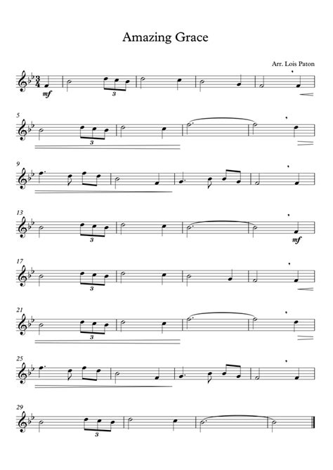 Amazing Grace Traditional Trumpet Sheet Music