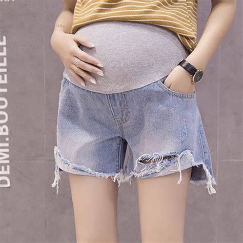 Summer Maternity Shorts Denim Shorts For Pregnant Women Clothing Pregnancy Jeans Hole Tassel