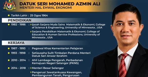 Yb dato' sri mustapa bin mohamed (ekonomi). Biodata Menteri Hal Ehwal Ekonomi Datuk Seri Mohamed Azmin ...