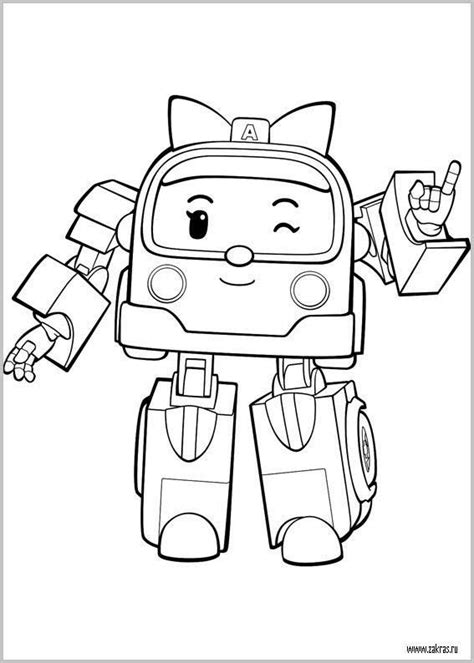 Free printable bucky coloring page for kids to download, robocar poli coloring pages Раскраски Робокар Поли и его друзья (Robocar Poli coloring ...