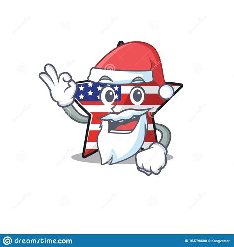 Cute Usa Star Santa Claus Cartoon Design Character Stock Vector