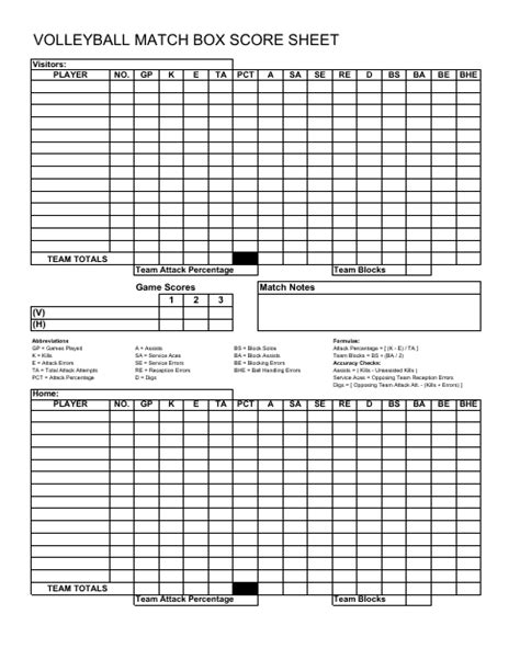 Pdf Printable Volleyball Stat Sheets Printable Word Searches