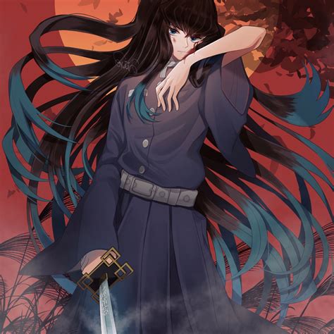 Wallpaper Sword Demon Slayer Tokitou Muichirou Black Hair Kimetsu