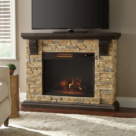 Home Decorators Collection Highland 50 In Faux Stone Mantel Electric