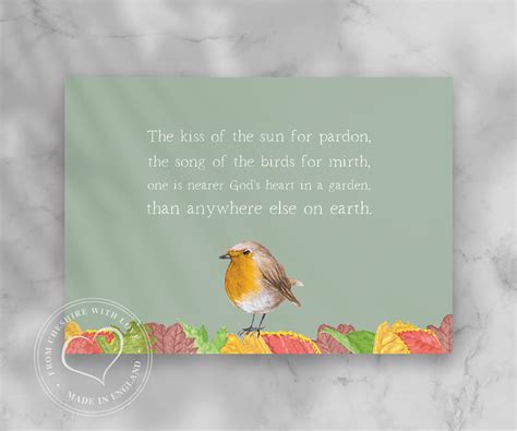 Gardener S Quote Robin PRINT The Kiss Of The Sun For Pardon The Song Of The Birds For Mirth