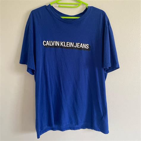 Blue Calvin Klein Jeans T Shirt Graphic Has Slight Depop