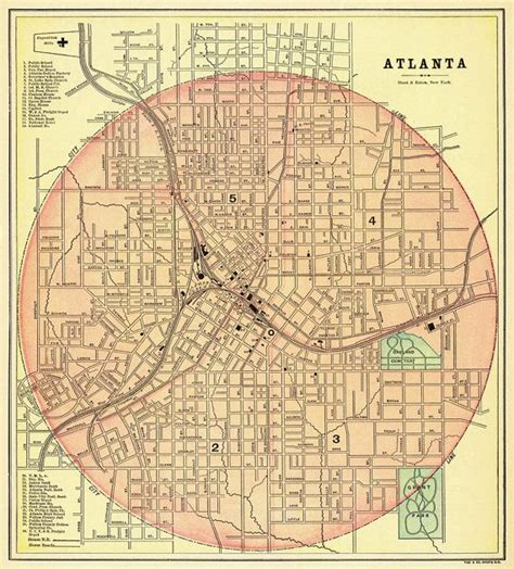 Atlanta Map Old Map Of Atlanta From 1893 Fine Reproduction On Paper Or