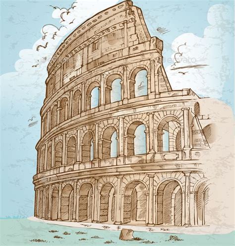 Colosseum Hand Draw Architecture Concept Drawings Architecture