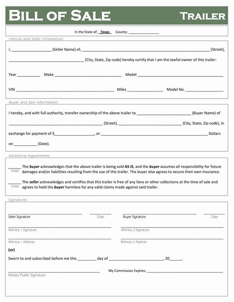 Free Fillable Texas Trailer Bill Of Sale Form ⇒ Pdf Templates