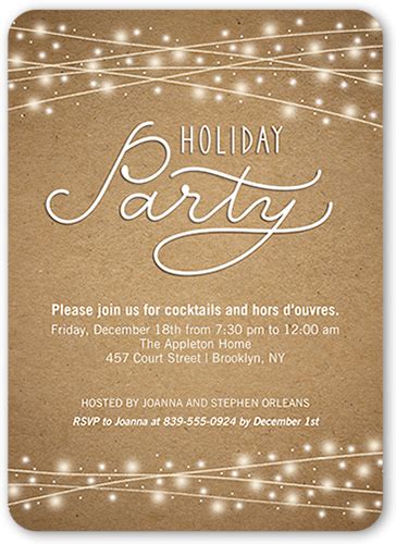 Holiday Party Invitations Rustic Glow Holiday Invitation, Rounded Corners, Beige | Holiday party ...