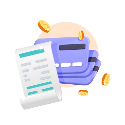 3d vector invoice bill online payment with credit card icon design