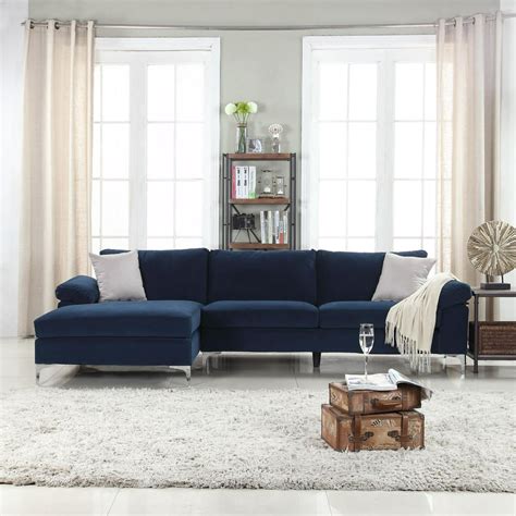 Modern Velvet Fabric Sectional Sofa Large L Shape Couch With Wide