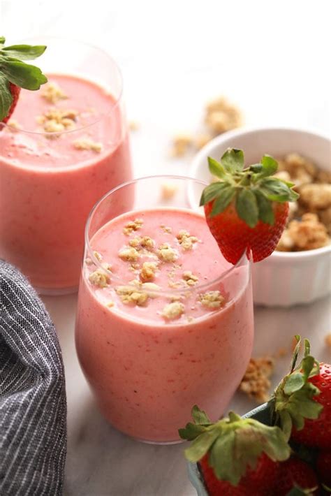 Strawberry Smoothie 4 Ingredients Fit Foodie Finds