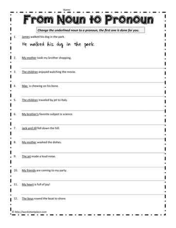 They are usually single words, but not always. Nouns to Pronouns Worksheets