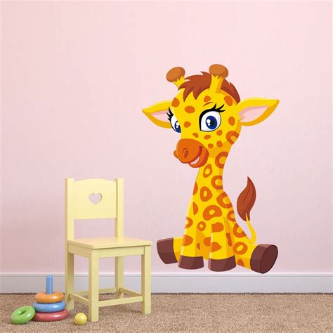 Cute Baby Giraffe Full Color Wall Stickers For Kids Room Nursery