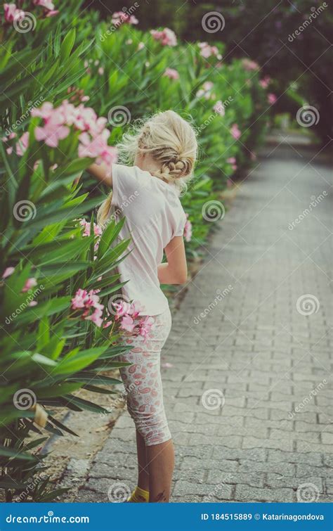 Child And Oleander Flowers Stock Image Image Of Head 184515889