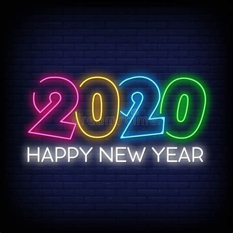 Happy New Year Neon Signs Style Text Vector Stock Vector Illustration