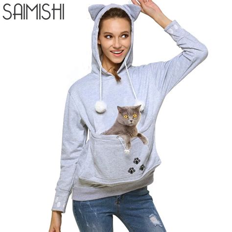Saimishi Cat Lovers Hoodie Sweatshirts With Cuddle Pouch Dog Pet
