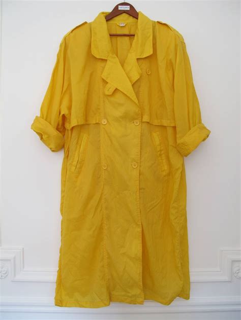 vintage raincoat yellow raincoat womens raincoat double breasted