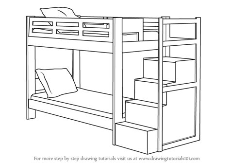 Step By Step How To Draw A Bunk Bed