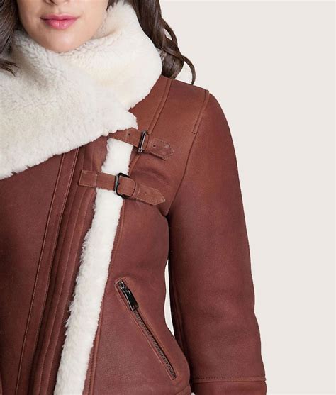 Sheepskin Shearling Jacket Womens Brown Leather Jackets