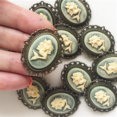 Mermaid Cameo Brooch Mermaid Pin Pirate Hat Mermaid Etsy