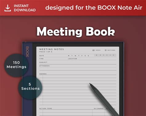 Boox Note Air Templates Meeting Book Instant Download Etsy Australia