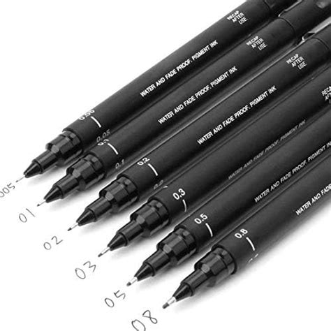 Uni Pin Drawing Pens6 Assorted Tip Sizes Uni Pin Technical Fineliner