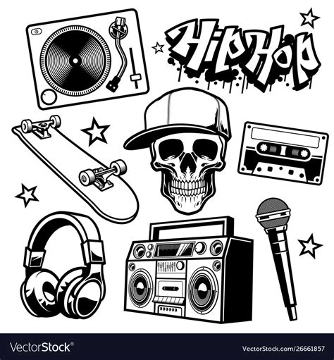 Set Hip Hop Culture Objects Royalty Free Vector Image