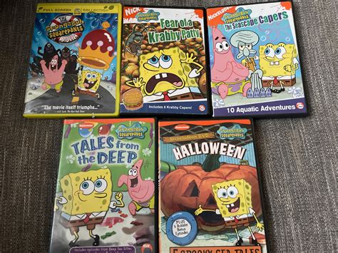 Spongebob Squarepants Nickelodeon Dvd Lot Of 5 Childrens Kids Dvds