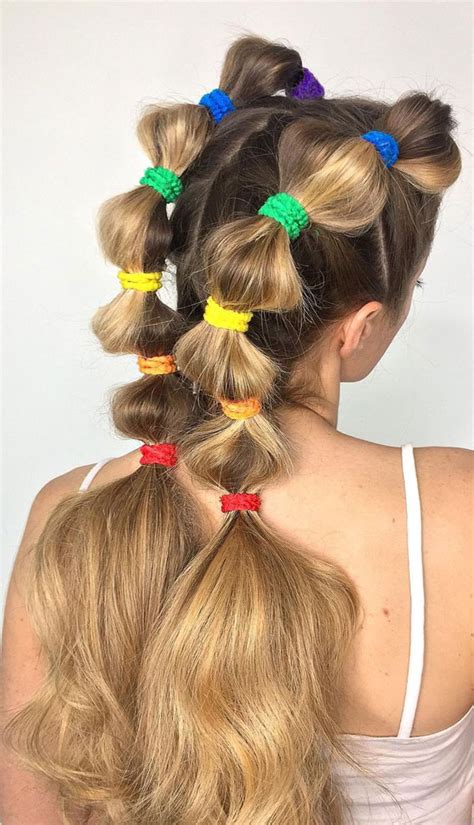 32 Cute Ways To Wear Bubble Braid Colourful Wrapped Bubble Braids Old