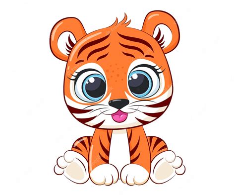 Premium Vector Cute Baby Tiger Cartoon Vector Illustration