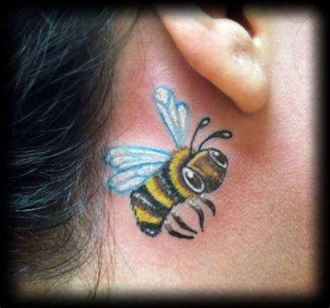 08 Cute Bumble Bee Tattoo Designs Fire Tattoo Back Tattoo Behind Ear