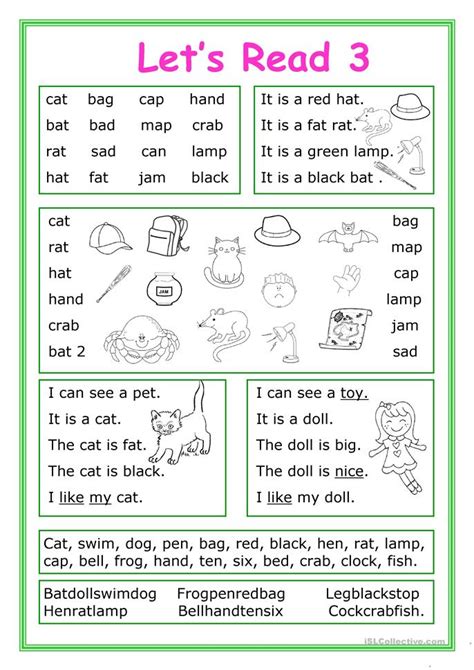 Some verbs (for exam ple, know and like). Let's Read 3 worksheet - Free ESL printable worksheets ...