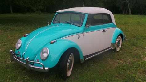 1966 Volkswagen Convertible Super Cool Turquoise And Cream Solid